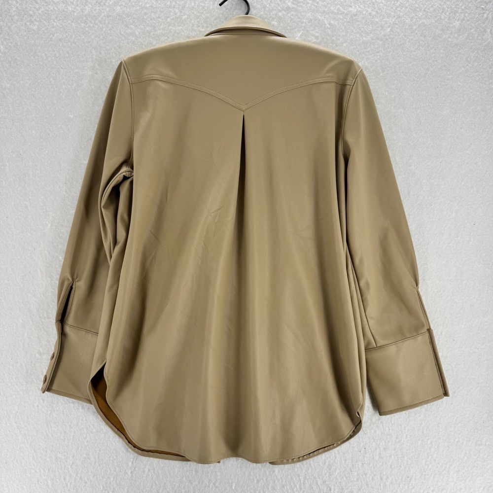 BB Dakota - Faux Leather Shirt Jacket Shacket - Tan - L - Womens - Picture 2 of 10